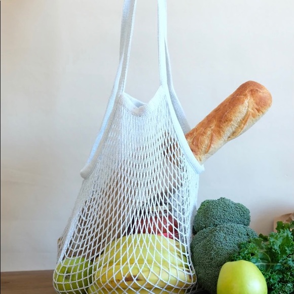 💥 CLEARANCE French Market Cotton Open Net Tote Bag Baby Blue - Picture 3 of 5